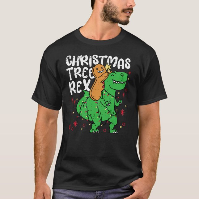 Camiseta Christmas Tree Rex Christmas Funny Gingerbread Man (Anverso)