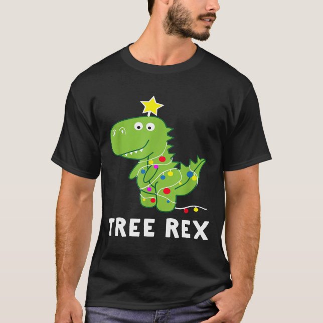 Camiseta Christmas Tree Rex  Dinosaur Christmas Graphic (Anverso)