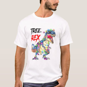 Camiseta Christmas Tree Rex Dinosaur Lights Boys Girls Kids