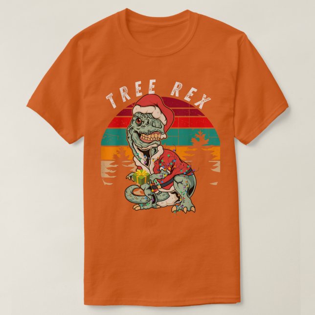 Camiseta Christmas Tree Rex Shirt Dinosaur Tree Light Pajam (Diseño del anverso)