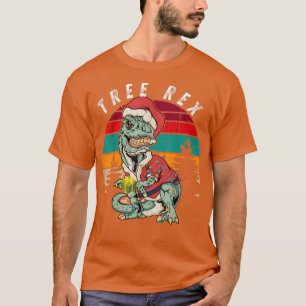 Camiseta Christmas Tree Rex Shirt Dinosaur Tree Light Pajam