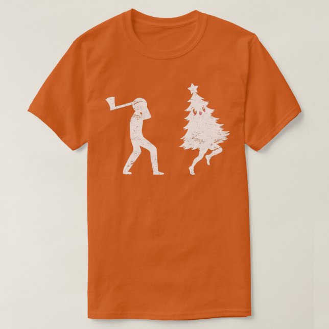 Camiseta Christmas tree runs from gift (Diseño del anverso)