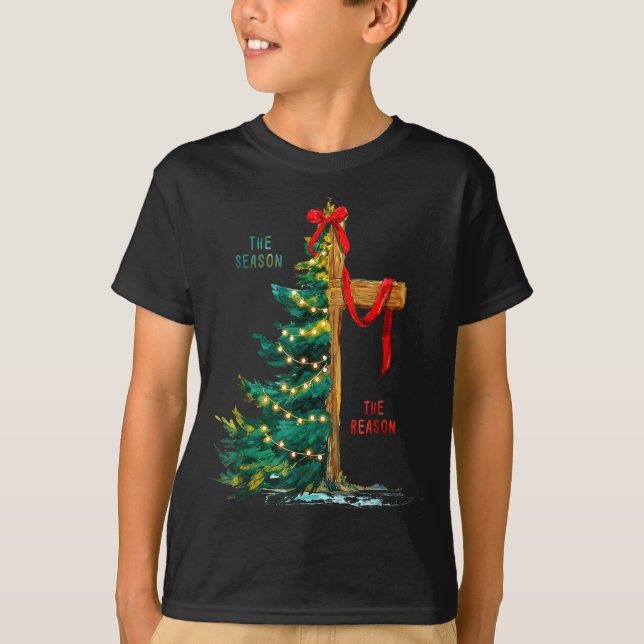 Camiseta Christmas Tree The Season Jesus Cross The Reason  (Anverso)