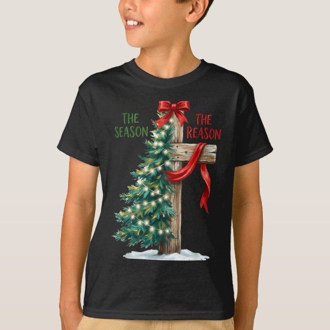 Camiseta Christmas Tree The Season Jesus Cross The Reason X (Anverso)
