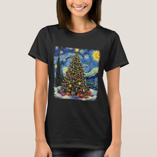 Camiseta Christmas Tree Van Gogh Starry Night Christmas 202 (Anverso)
