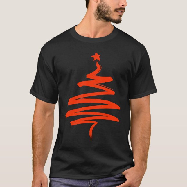 Camiseta Christmas Tree Xmas Tree Orange Brush Stroke Men W (Anverso)