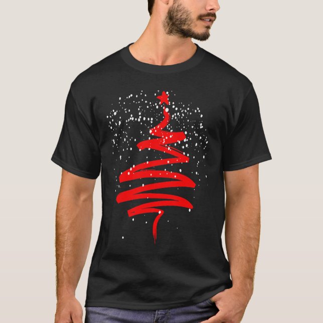 Camiseta Christmas Tree Xmas Tree Red Brush Stroke Men Wome (Anverso)