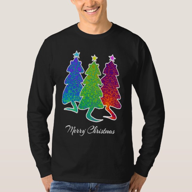 Camiseta Christmas Trees Cat Lizard Dinosaur Rat Blue Green (Anverso)