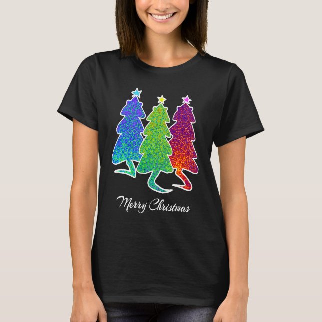 Camiseta Christmas Trees Cat Lizard Dinosaur Rat Blue Green (Anverso)