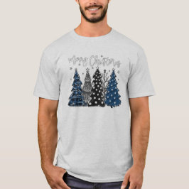 Camiseta Christmas Trees Navy Blue Winter Holiday Gift