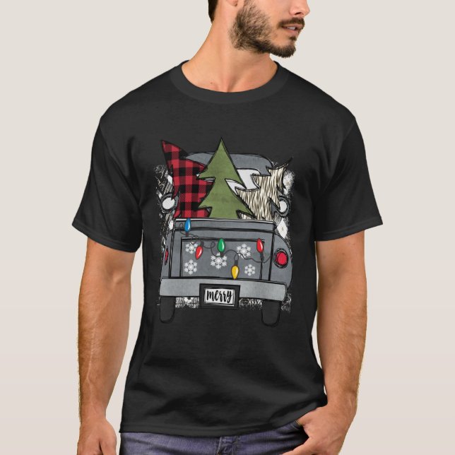 Camiseta Christmas Truck and Red Buffalo Plaid Holiday Tree (Anverso)