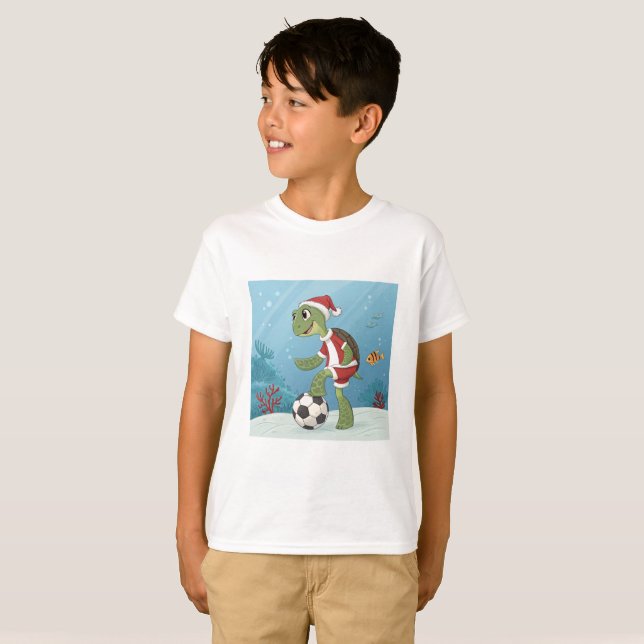 Camiseta Christmas Turtle playing football (Anverso completo)