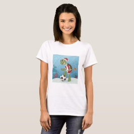 Camiseta Christmas Turtle playing football