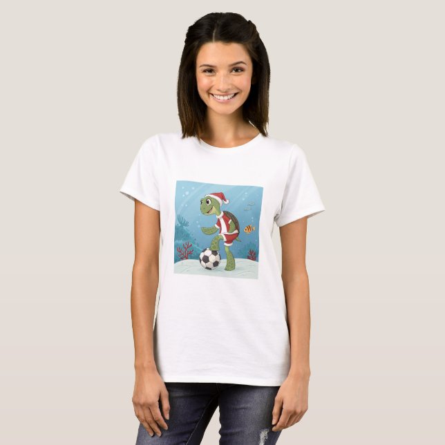 Camiseta Christmas Turtle playing football (Anverso completo)