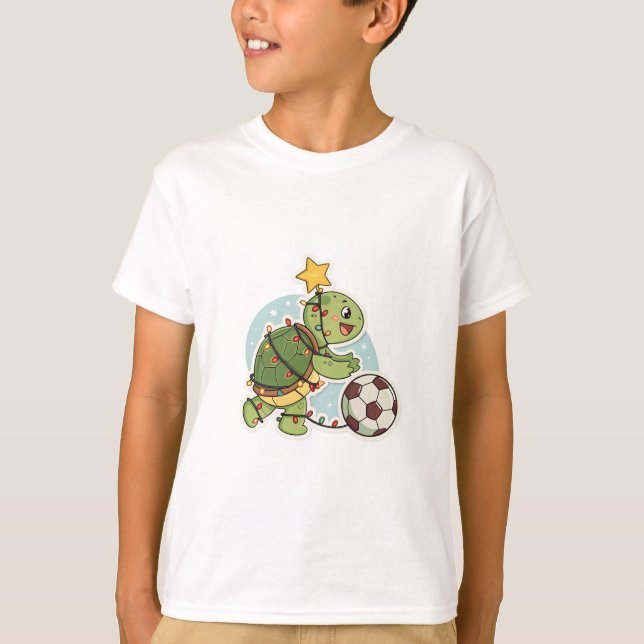 Camiseta Christmas Turtle with Soccer Ball (Anverso)