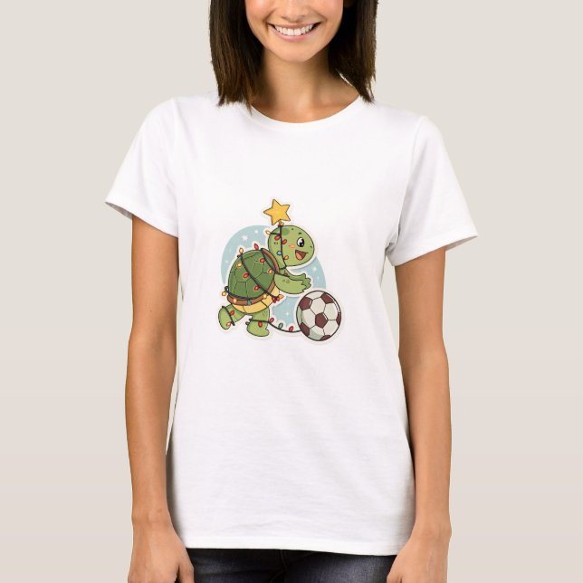 Camiseta Christmas Turtle with Soccer Ball (Anverso)