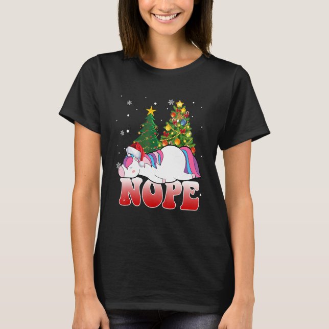 Camiseta Christmas Unicorn Nope Tree  Unicorn   Xmas (Anverso)
