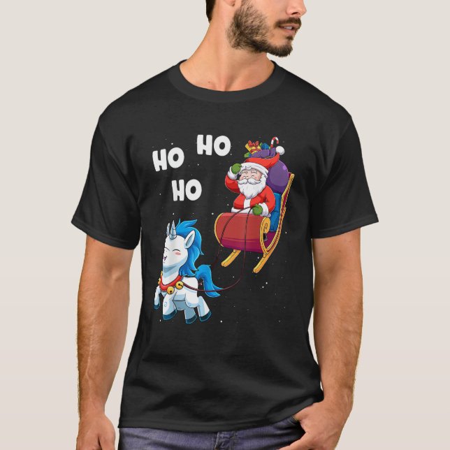 Camiseta Christmas Unicorn Shirt Magical Xmas Santa Claus S (Anverso)