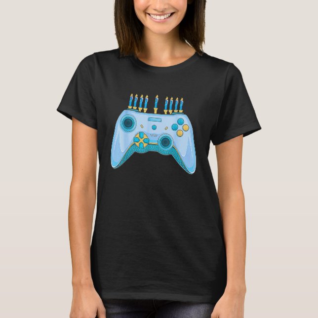 Camiseta Christmas  Video Game Controller Hanukkah Jewish G (Anverso)