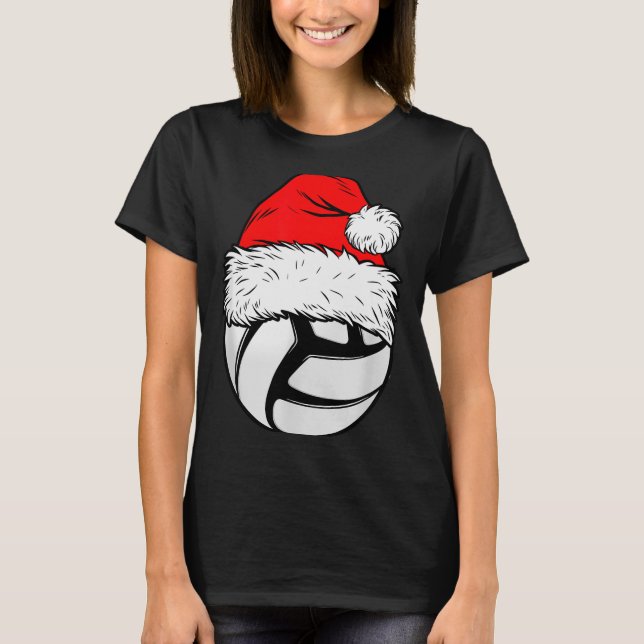 Camiseta Christmas Volleyball Ball Santa Hat Xmas Matching  (Anverso)