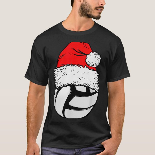 Camiseta Christmas Volleyball Ball Santa Hat Xmas Matching  (Anverso)
