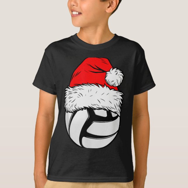 Camiseta Christmas Volleyball Ball Santa Hat Xmas Matching  (Anverso)
