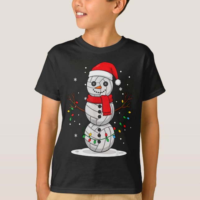 Camiseta Christmas Volleyball Snowman Santa Hat Funny Holid (Anverso)