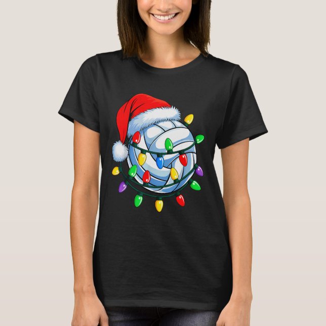 Camiseta Christmas Volleyball Xmas Santa Srts Hat Mens Wome (Anverso)