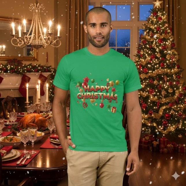Camiseta Christmas Watercolor Snow Globe Cabin Green (Subido por el creador)