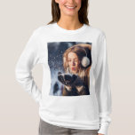 Camiseta Christmas Winter Girl blowing snow in Her Hand<br><div class="desc">woman girl christmas people, 
hair smiling cool fun, 
xmas pretty cheerful lady, 
smile cold holiday model, 
hat female cute face, 
beauty happy beautiful snow, 
fashion young winter , 
girl woman christmas people, </div>