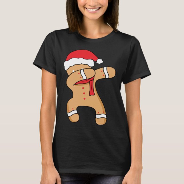Camiseta Christmas winter holiday dance dabbing gingerbread (Anverso)