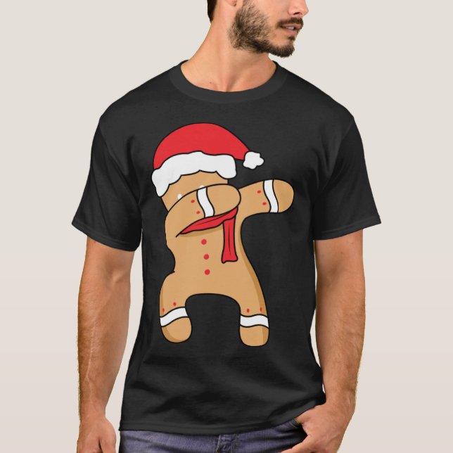 Camiseta Christmas winter holiday dance dabbing gingerbread (Anverso)