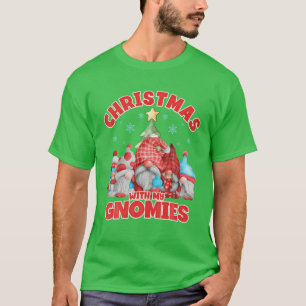 Camiseta Christmas With My Gnomies Plaid Matching Christmas