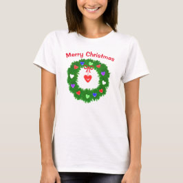 Camiseta Christmas Wreath of Hearts
