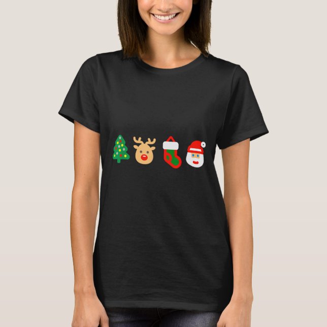 Camiseta Christmas Xmas Santa, Tree, Stocking, Reindeer Des (Anverso)