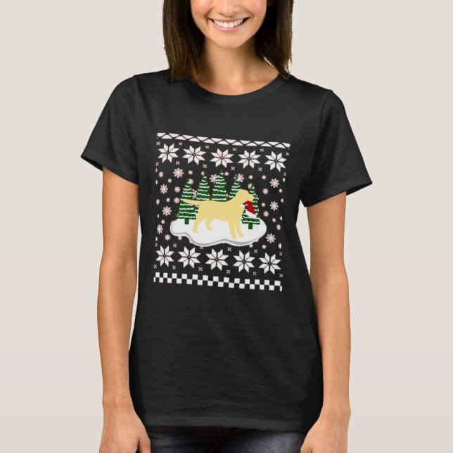 Camiseta Christmas Yellow Labrador Silhouette Santa Hat Cla (Anverso)