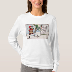 Camiseta ChristmasBoy que taja abajo del árbol de navidad