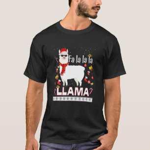 Camiseta Christmasfa LA LA Llama Santa Hat navidades feas R
