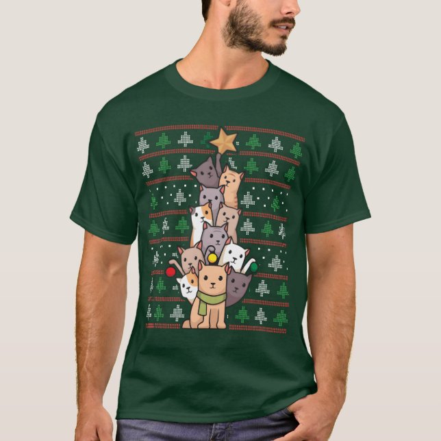 Camiseta Christmasree Gats Gratis Divertidos Navidades Gato (Anverso)