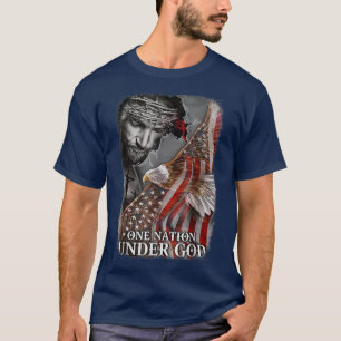 Camiseta Christtian One Nation Under God Eagle American Jes