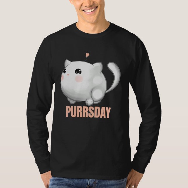 Camiseta Chubby Cat In Love On Purrsday (Anverso)