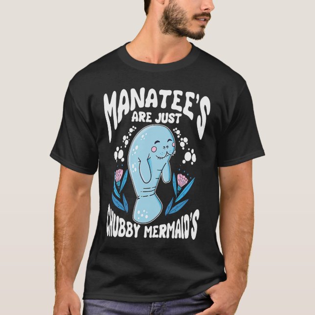 Camiseta Chubby Manatee Mermaid Costume de mar animal puro  (Anverso)