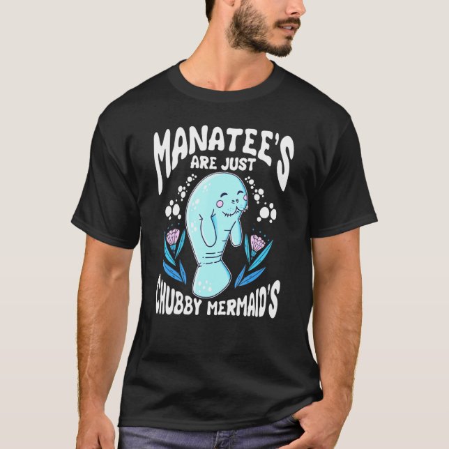 Camiseta Chubby Manatee Mermaid Costume de mar animal puro  (Anverso)