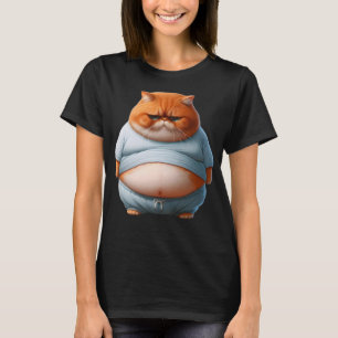 Camiseta Chubby Naranja Cat Graciosa Gato Gato Grumpy Gatit
