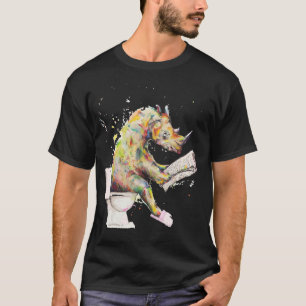 Camiseta Chubby Unicornio Rinoceronte Sentado En Toilet Hum