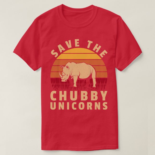 Camiseta Chubby Unicornios rinoceronte gracioso (Diseño del anverso)
