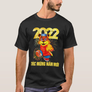 Camiseta Chuc Mung Nam Moi 2022 Divertido tigre luna vietna
