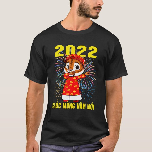 Camiseta Chuc Mung Nam Moi 2022 Tigre vietnamita nuevo luna (Anverso)
