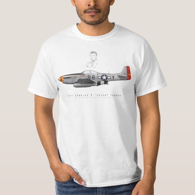 Camiseta Chuck Yeager' s P-51 Mustang “Glamorous Glen III " (Anverso)