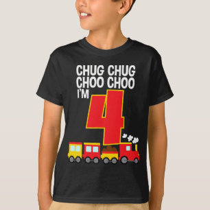Camiseta Chug Chug Choo Choo Tengo 4 años, cuarto Fiesta de